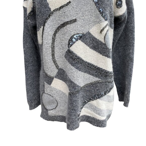 Vintage Cristina Silk Angora Sequins Sweater Sz M Beaded Avant Garde Artsy Tunic - Picture 9 of 16